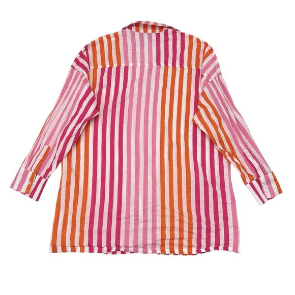 Beach Riot Alexa Top Large XL Striped Pink Orange Oversized Button Up Cover Up - Picture 5 of 12